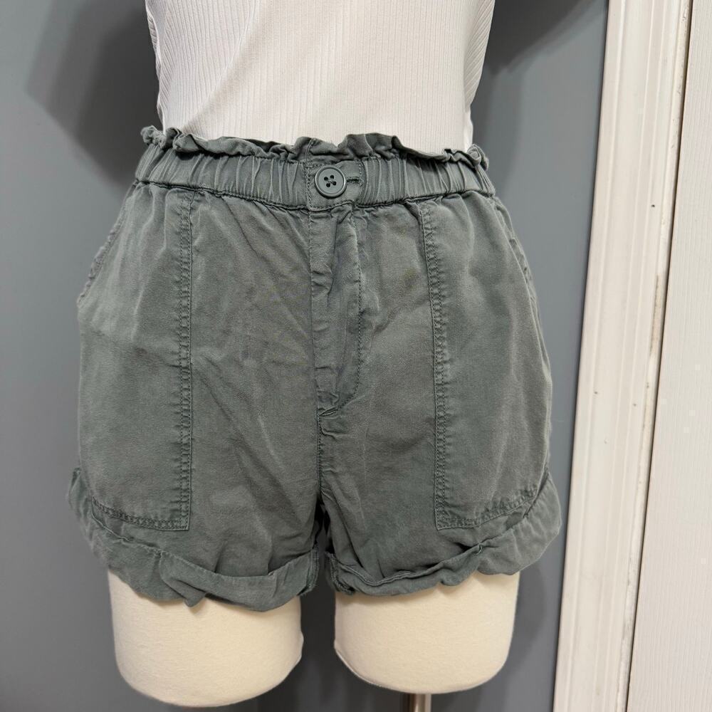 Aerie Paperbag Shorts, Green, XS